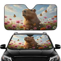 Capybara Wildflower Monarch Butterfly - Wildlife Lover Road Trip Gift Car Sunshade