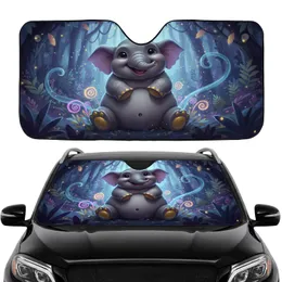 Smiling Baby Elephant Hippopotamus Twilight Jungle Car Interior Upgrade Car Sunshade