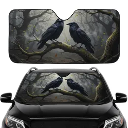 Majestic Ravens Ancient Woodland Mossy Branch - Car Interior Upgrade Car Sunshade