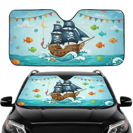Pirate Ship Skull Crossbones Anchor Voyage - Car Interior Upgrade for Adventurers Car Sunshade