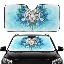 White Tiger Sapphire Necklace Peacock Feather Blue Rose - Road Trip Travel Essential Car Sunshade