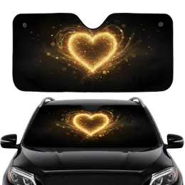 Glowing Golden Amber Heart Bokeh - Car Interior Upgrade, Commute Accessory Car Sunshade
