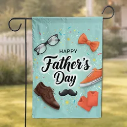 Happy Father's Day Text Eyeglasses Shoes Bow Tie - Father's Day Gift for Dad Garden Flag