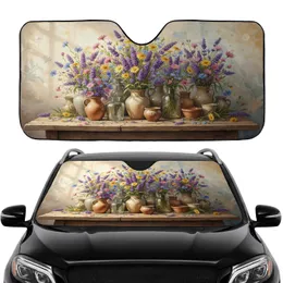 Lavender Wildflower Bouquets Rustic Still Life - Car Interior Upgrade Car Sunshade