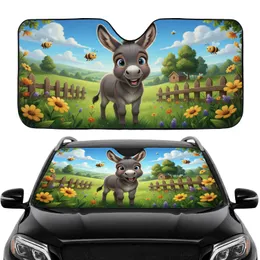 Baby Donkey Wildflower Meadow & Bees - Road Trip Gift for Donkey Lover Car Sunshade