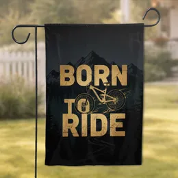 Born To Ride Mountain Bike Rugged Peaks Forest - Adventure Lifestyle Gift for Riders Garden Flag