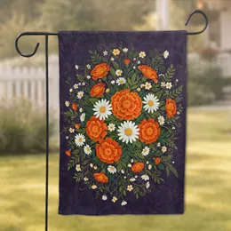 Marigolds Daisies Leaves Accent Flowers Garden Floral Bouquet - Everyday Home Decor Gift Garden Flag