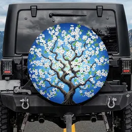 Blossoming Gnarled Tree Cerulean Sky - Nature Lover Spring Home Decor Gift Spare Tire Cover