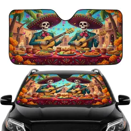 Calaveras Mariachi Band Mexican Street Food - Day of the Dead Travel Essentials Car Sunshade