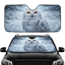 Majestic Snowy Owl Orange Eyes Arctic Mountain Snow Blizzard - Car Interior Upgrade Car Sunshade
