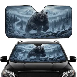 Powerful Snarling Grizzly Bear Winter Wilderness - Bear Lover Road Trip Gift Car Sunshade