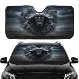Water Buffalo Head Smoke Swirls Stormy Sky - Car Interior Upgrade for Wildlife Lover Car Sunshade