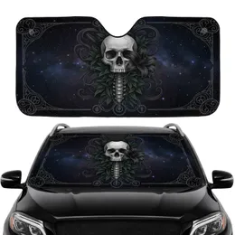 Human Skull Black Lily Gothic Celestial - Road Trip Gift Car Sunshade