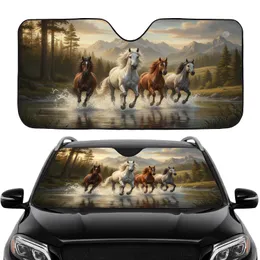 Wild Horses Galloping Water Scene - Auto Interior Sun Protection Car Sunshade