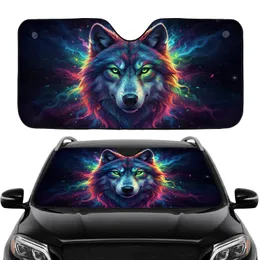 Aurora Wolf Head Cosmic Nebula - Road Trip Travel Accessory Car Sunshade