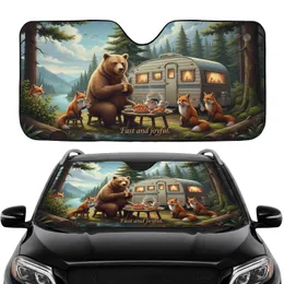 Brown Bear Red Fox Picnic Camper Wilderness Travel Essentials Car Sunshade