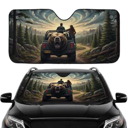 Roaring Grizzly Bear Adventurers Wilderness Outdoor Road Trip Gift Car Sunshade