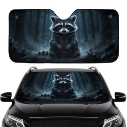 Luminous Blue Eyes Baby Raccoon Hoodie - Deep Forest Night Car Interior Upgrade Gift Car Sunshade
