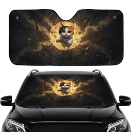 Calico Cat Emerging Glowing Cracked Stone Car Interior Upgrade Car Sunshade