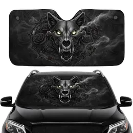 Wolf Skull Barbed Wire Roses - Car Interior Upgrade for Wolf Lovers Car Sunshade