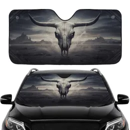 Weathered Bull Skull Native Patterns Desert Twilight Car Interior Upgrade Car Sunshade