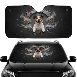 Tri-Color Jack Russell Terrier Cracked Stone Portal Car Interior Upgrade Dog Lover Gift Car Sunshade