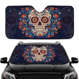 Calavera Sugar Skull Floral Day of the Dead - Car Travel Essentials Road Trip Gift Car Sunshade