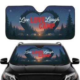 Live LOVE Laugh CAMP Camping Scene - Road Trip Gift for Campers Car Sunshade