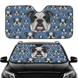 Black White English Bulldog Heads Dusty Blue Car Interior Upgrade for Bulldog Lover Car Sunshade