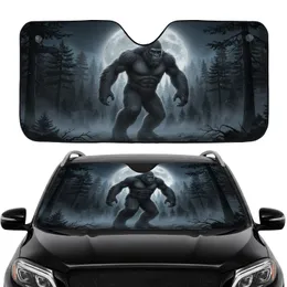 Bigfoot Striding Massive Full Moon Ancient Pine Forest Fog - Road Trip Gift Car Sunshade