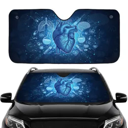 Anatomical Human Heart Brain Lungs Medical Motifs - Travel Essentials Science Lover Gift Car Sunshade