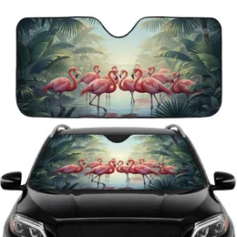 Pink Flamingos Tropical Foliage Vista - Car Interior Upgrade Flamingo Lover Auto Gift Car Sunshade