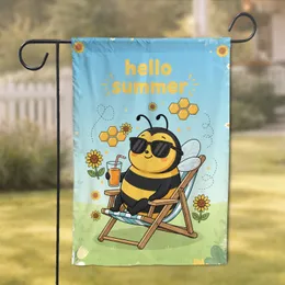 Cartoon Bee Sunglasses Beach Chair Hello Summer Outdoor Home Decor Gift Garden Flag