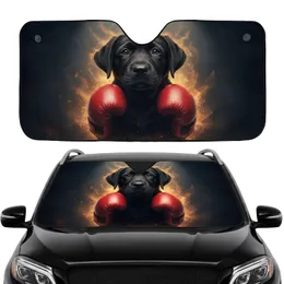 Black Labrador Puppy Red Boxing Gloves - Car Interior Upgrade Dog Lover Gift Car Sunshade