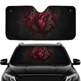 Anatomical Heart Crimson Rose Gothic Filigree Dark Baroque - Car Interior Upgrade Car Sunshade