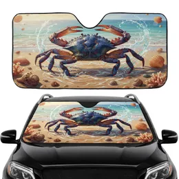Majestic Blue Crab Seashell Water Ripples Sunlit Coastal Beach - Car Interior Upgrade Car Sunshade
