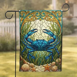 Blue Crab Underwater Kelp Seashells - Coastal Home Decor Gift for Ocean Lovers Garden Flag
