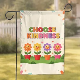 Choose Kindness Potted Flowers Smiley Face - Encouragement Home Decor Gift Garden Flag