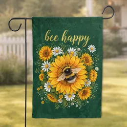 Bumblebee Sunflower Daisy 'Bee Happy' Rich Floral - Nature Lover Home Decor Gift Garden Flag