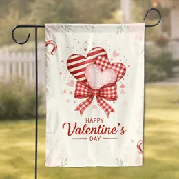 Hearts Ribbon Bow Candy Cane Valentine's Day Home Decor Gift Garden Flag