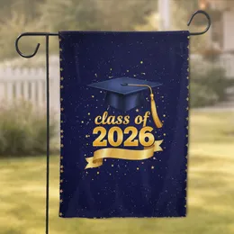 Navy Graduation Cap Class of 2026 Golden Stars - Academic Celebration Gift Garden Flag