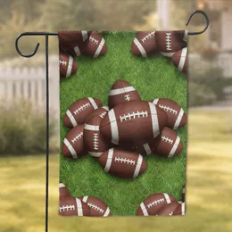 American Footballs Green Turf Game Day Decor for Football Fans Garden Flag