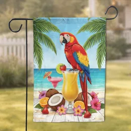 Vibrant Macaw Parrot Tropical Cocktail - Tropical Home Decor Gift Garden Flag