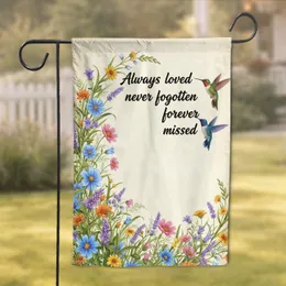 Always Loved Never Forgotten Hummingbirds Wildflowers Memorial Remembrance Gift Garden Flag