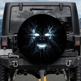 Menacing Fragmented Face White Blue Glow - Sci-Fi Fan Adventure Gear Gift Spare Tire Cover