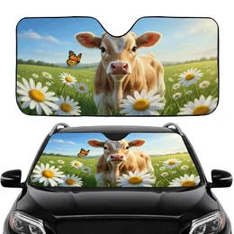 Baby Calf Daisy Meadow Butterfly - Car Interior Upgrade for Cow Lover Car Sunshade