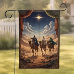 Three Wise Men Camels Desert Journey - Christmas Religious Home Decor Gift Garden Flag