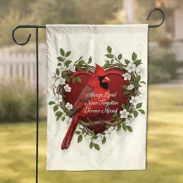Northern Cardinal Wreath Heart - Always Loved Remembrance Gift Garden Flag