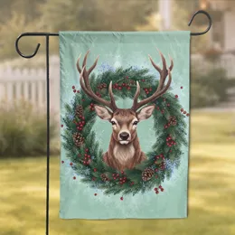 Majestic Antlered Deer Wreath - Premium Christmas Decor Holiday Gift Garden Flag