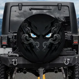 Scowling Bright Blue Eyes Thick Dark Brows Deep Charcoal Smoky Forms - Bold Look Strong Contrast Spare Tire Cover